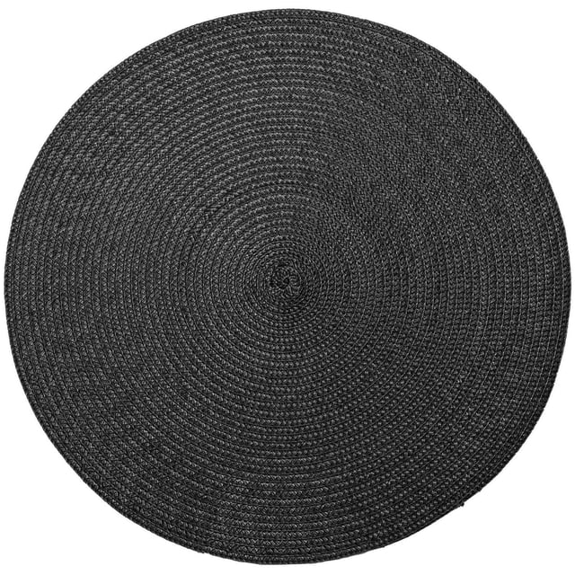 Hometrends Napperon Rond Uni Tissé, Napperon Noir en Polypropylène de 15 Pouces avec une texture Tissée Unie en Cercles Concentriques, Idéal pour Protéger les surfaces de Salle à Manger et Ajouter de la Couleur aux Dressages de table.