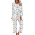 thumbnail image 1 of TIMIFIS Ensembles de Pyjama pour Femmes 2 Pcs - Pyjamas de la Saint-Valentin pour Femmes - Ensembles de Pyjamas pour Dames Manches Longues Col Rond Haut et Pantalon Ensembles de Détente, 1 of 3
