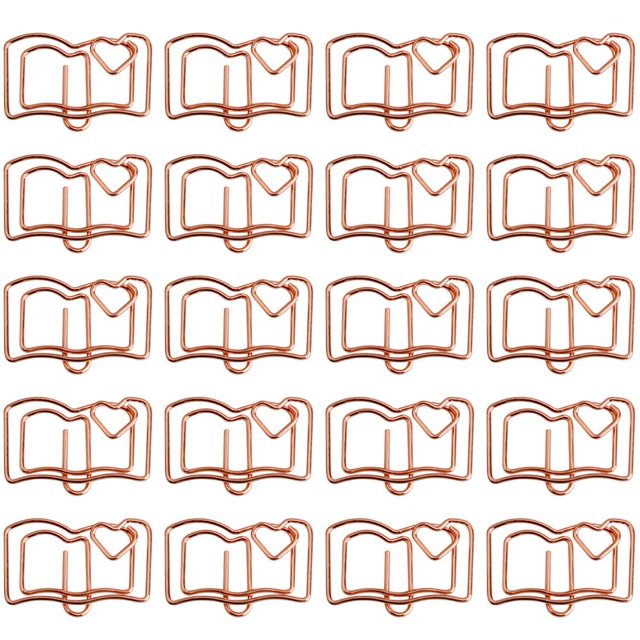 20Pcs Bookmark Clips Book Shape Paper Clips Memo Clamps Office Supplies