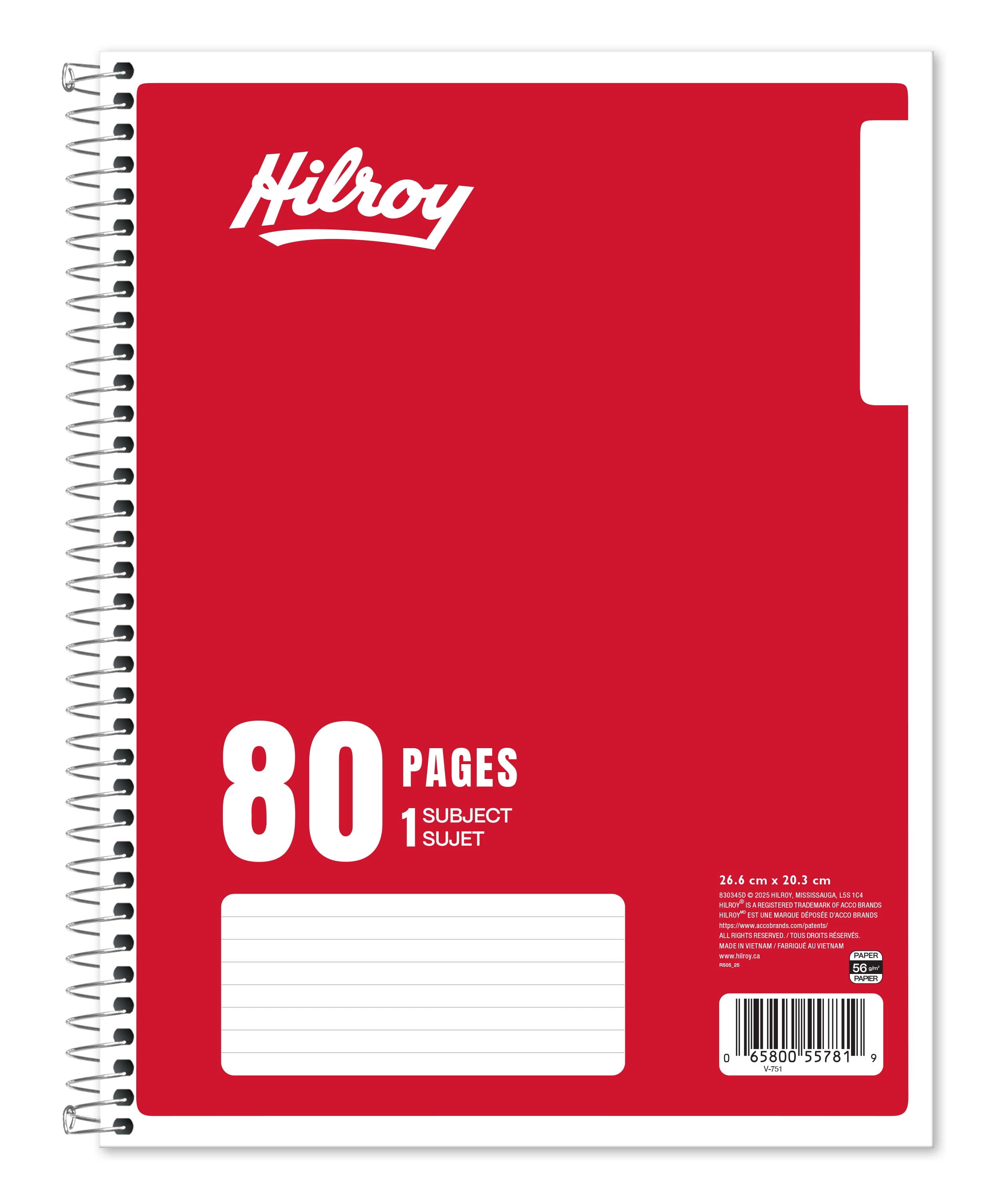 Hilroy 1 Subject 80pg Notebook Red