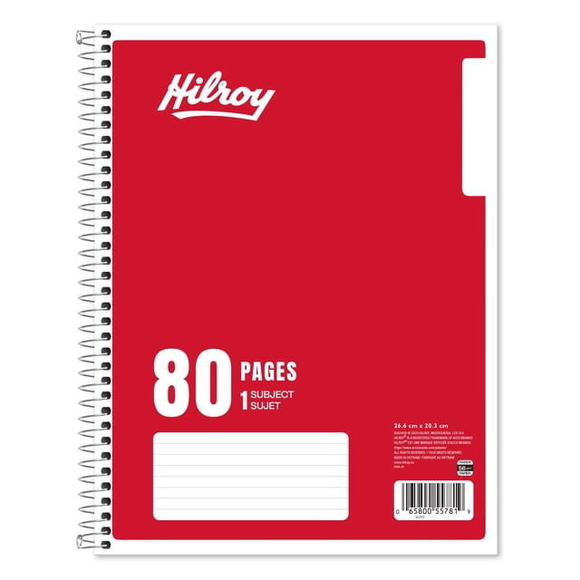 Hilroy 1 Subject 80pg Notebook Red