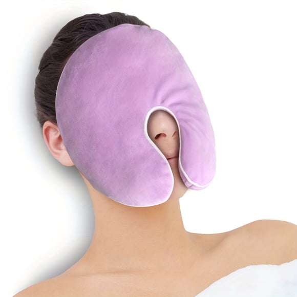 Microwave Heating Pad for Face – Hot & Cold Gel Ice Pack, Sinus Soothing Mask with Washable Cover, Purple, 1pc
