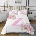 thumbnail image 1 of Erosebridal Initial Z Letter Coverlet Set Twin, Floral Monogrammed 02, Initial A-Z Decor, 1 of 5