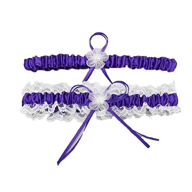 Wedding Bridal Legs Garter Set Bridal Garters Lace Belt Purple