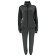 thumbnail image 3 of Innerwin Two Piece Outfit Long Sleeve Women Sweatsuits Jogging Solid Color Casual Tracksuit Sets Dark Gray M, 3 of 8