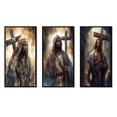 thumbnail image 2 of Designart "Jesus with Cross in Black III" Religious Landscape Framed Wall Art Set Of 3 - Black Religious Landscape Frame Gallery Wall Set For Home Decor, 2 of 6