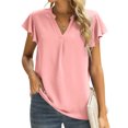 thumbnail image 2 of Birdeem Femmes Ample Décontracté Manches Courtes Col en V Uni Blouse T-Shirt Tunique Hauts, 2 of 9
