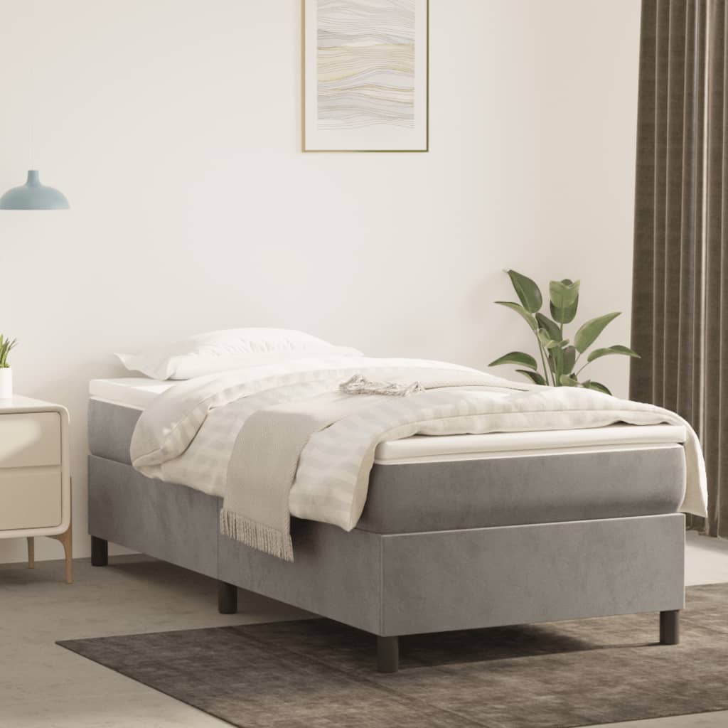vidaXL Bed Frame Light Grey 100x203 cm Twin XL Velvet