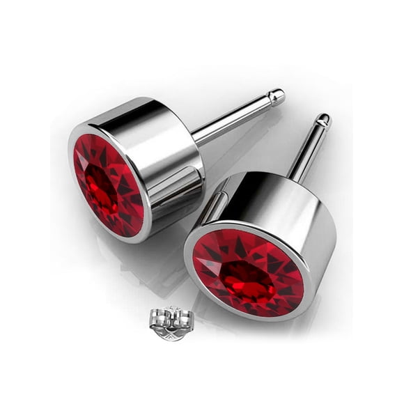 Swarovski Earrings, July Birthstone Ruby Color Swarovski Stud Earrings for Women, Swarovski Crystal Earring Studs with Certificate and Warranty, Hypoallergenic Stud Earrings