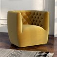 thumbnail image 3 of Allora Chaise Pivotante à Dossier Capitonné en Velours Style Mid-Century Jaune Doré, 3 of 7