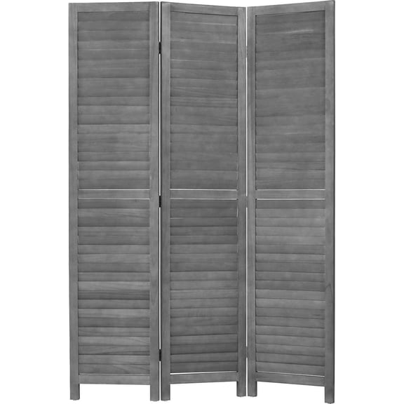 FDW 3-Panel Folding Wood Room Divider, 5.7' Privacy Screen Partition for Bedroom, Living Room, Office, Restaurant & Home Décor, Gray