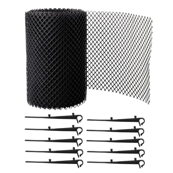 Yeacher Gutter Guard Mesh Net Leaves P-rotection Cover Net Set Kit Roll 5.9鈥?x 19.7 Ft with 10 Clip Fixing Hooks Cuttable