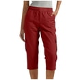 thumbnail image 2 of Pantalon Capri Femme Cargo Taille Élastique Court Plein Air Randonnée Pantalon Jambe Droite Camping Vêtements d'Entraînement Pantalon, 2 of 6
