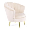 thumbnail image 3 of Heavenly Collections Modern Cream Velvet Accent Chair - Mid-Century Seashell Armchair with Gold Metal Legs - Ideal for Living Rooms & Reading Nooks, 3 of 5