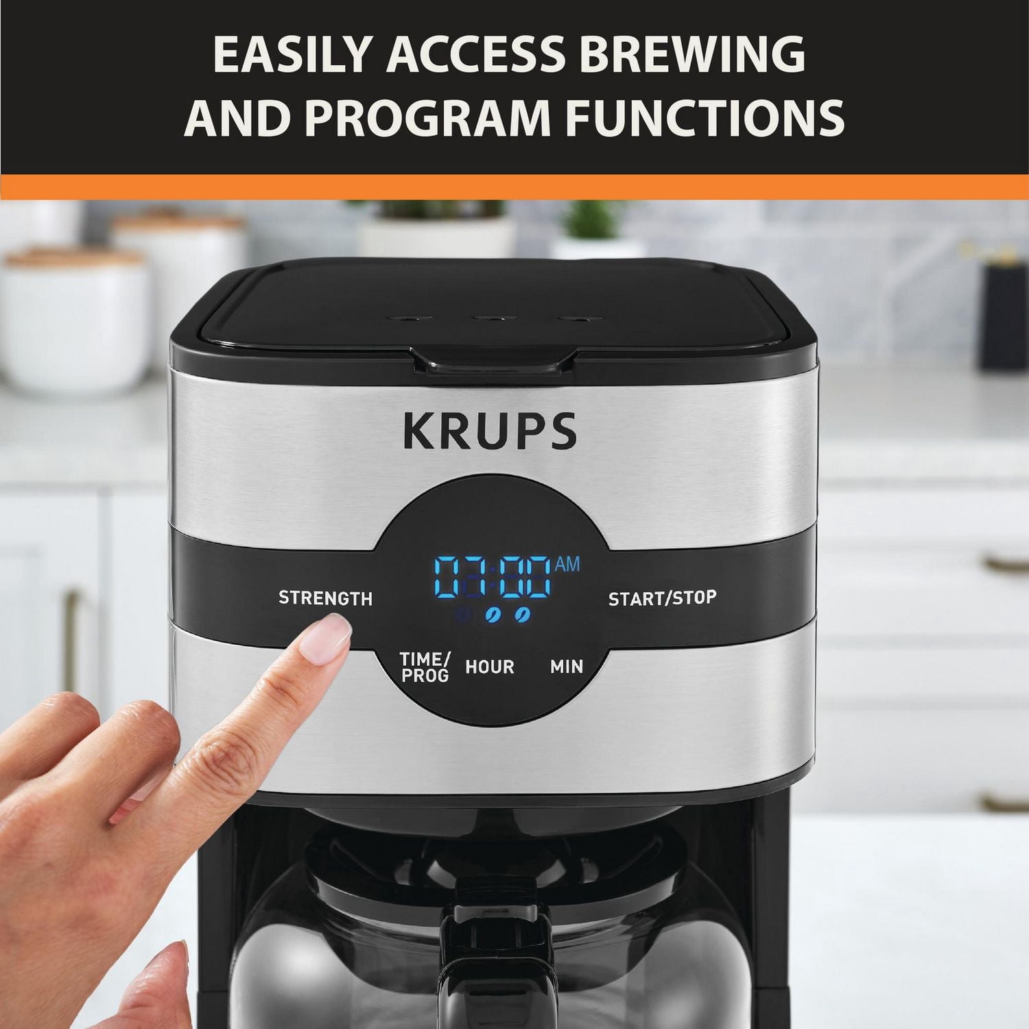KRUPS Simply Brew Digital Screen Electric Coffee Maker, 10-Cup