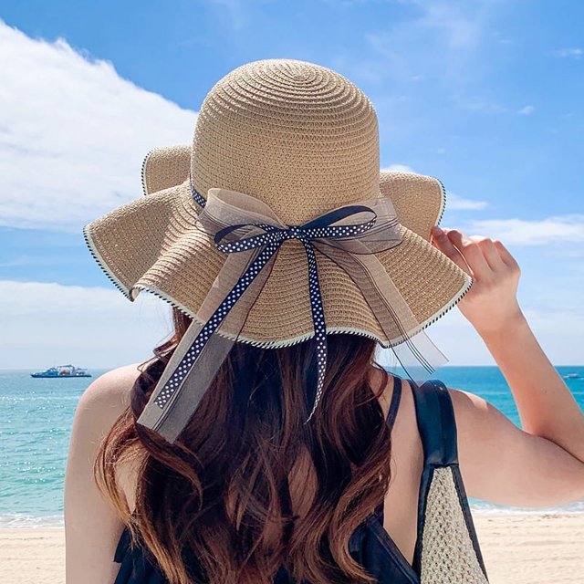 LinYooLi Hat Girl Summer Beach Hat Straw Hat Version Versatile Sunscreen Out Of The Fake Fake Hat Sun Hat Sun Hat Sea Hat