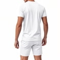 thumbnail image 4 of NTACZA Ensemble 2 Pcs pour Homme, Shorts, Manches Courtes, Survêtements Athlétiques, Grande Taille et Taille Forte, Col Ras du Cou, Survêtements pour Muscles, TG, 4 of 7