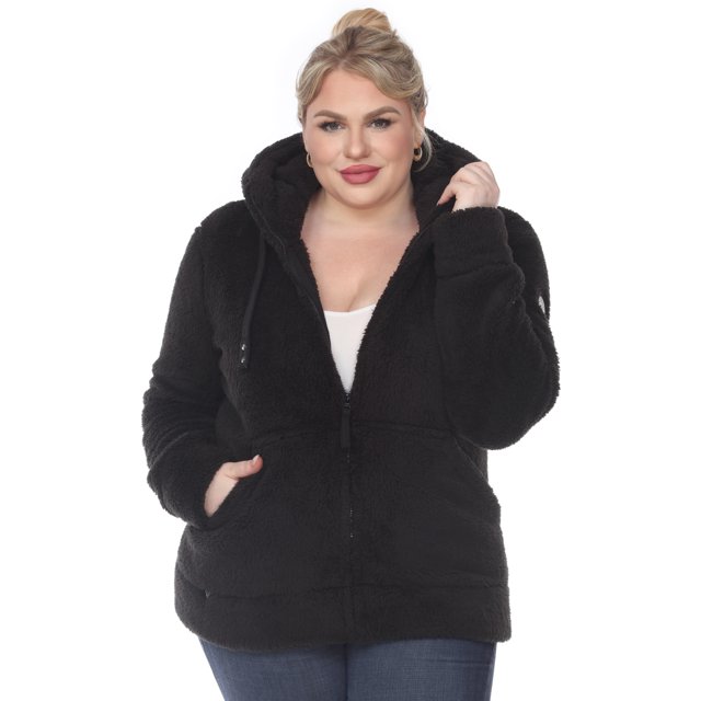 White Mark Veste Sherpa à Capuchon pour Femmes