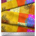 thumbnail image 2 of Soimoi polyester Crepe Fabric Mandala & Paisley Patchwork Print Sewing Fabric Yard 52 Inch Wide, 2 of 3