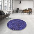 thumbnail image 4 of Ahgly Company Tapis d'Intérieur Ronds Transitionnels Bleus Lavables à la Machine, 7 Pieds Rond, 4 of 7