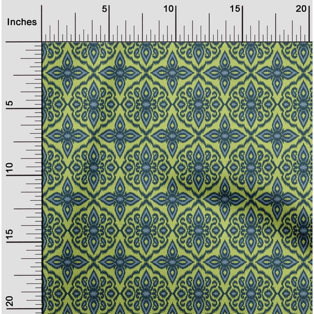 oneOone Polyester Lycra Fabric Paisley & Floral Ikat Decor Fabric Printed BTY 56 Inch Wide