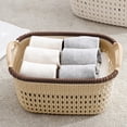 thumbnail image 4 of Meitianfacai Thickened Imitation Rattan Basket Plastic Toy Snack Storage Basket with Handle Storage Basket Dirty Clothes Basket Clothing Desktop Storage Box(Brown), 4 of 6