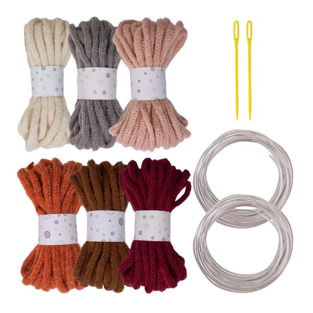 HILABEE 6 Pieces Knitted Yarn Handcrafting 5M Colorful Cushion Home Decor Craft Yarn C