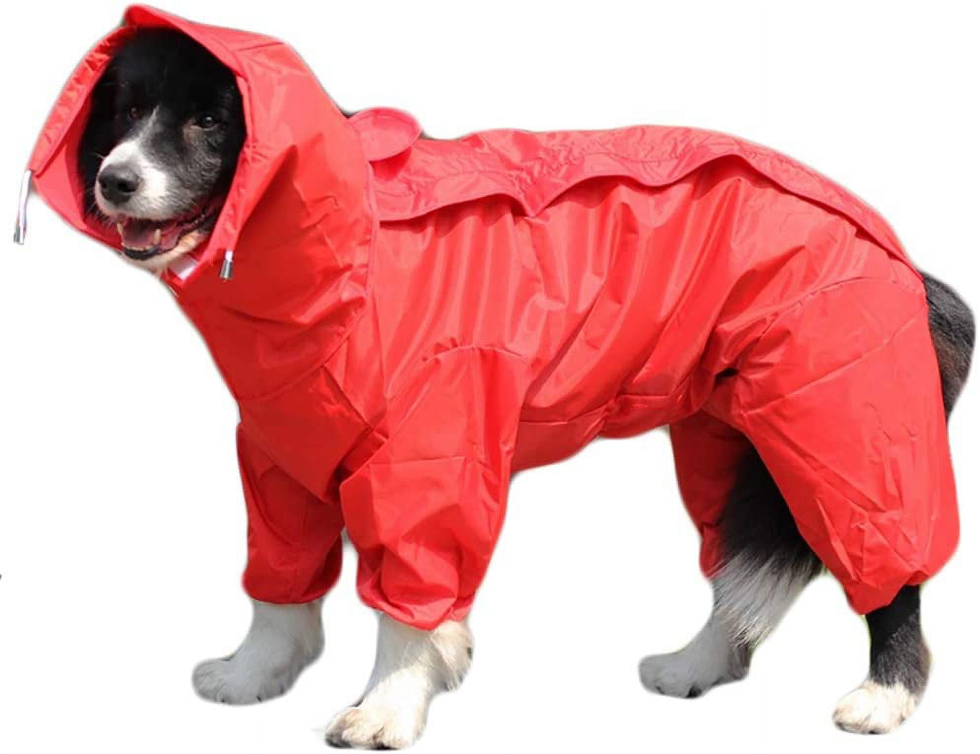 Dog Raincoat with Detachable Hoodie, Adjustable Outdoor Drawstring Dog Coat, Waterproof Dog Jacket, Rain Jacket with Hood and Collar Hole, 10 Sizes, 28