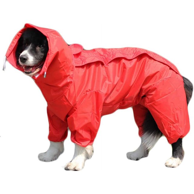 Dog Raincoat with Detachable Hoodie, Adjustable Outdoor Drawstring Dog Coat, Waterproof Dog Jacket, Rain Jacket with Hood and Collar Hole, 10 Sizes, 28