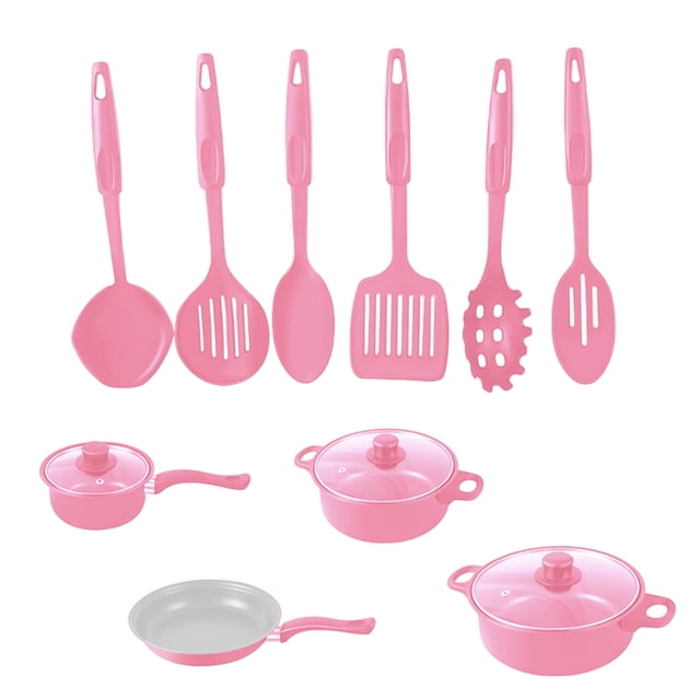 SIYTUAU Pink Nonstick Cooking Set With Frying Pan Saucepan Stock Pots And Silicone Spatulas Dishwasher Safe Kitchen Essentials For Daily Use Pink