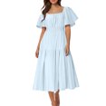 thumbnail image 1 of Économies d'Été Liquidation 2025 Bovxnpu Robe d'Été pour Femmes, Robes Maxi Décontractées Boho Plage, Mode Femmes Robe d'Été Décontractée Col Carré Manches Courtes Robe Unie P, 1 of 4