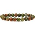 thumbnail image 1 of Bracelet Extensible Unisexe en Perles Rondes 8 mm en Pierre Précieuse d'Unakite Naturelle 7 Pouces, 1 of 5