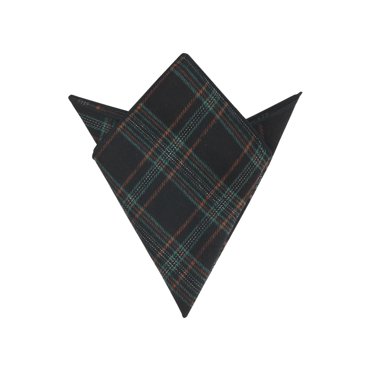 INSPIRE CHIC Men's Checkered Pocket Squares Cotton Traditional Handkerchiefs Solid Plaid for Business Formal Meeting Black One Size
