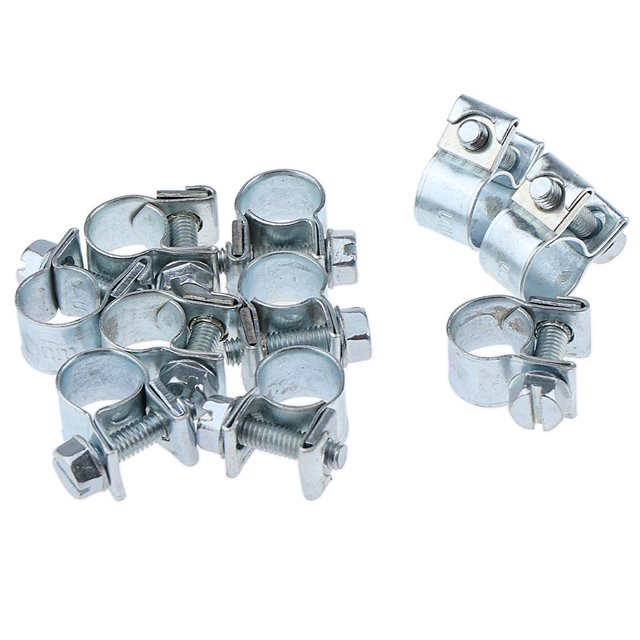 Abbracc 10Pcs Mini Fuel Injection Hose Clamps Adjustable Hose Clip Assortment Kit Ø 8 - 10mm