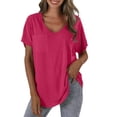 thumbnail image 1 of Yubnlvae T-Shirt Décontracté à Poche à Manches Courtes pour Femmes, T-Shirt Décontracté à la Mode pour Femmes Uni avec Poche, Liquidation! Uni, Col Rond, Rose Vif, m, 1 of 4