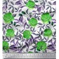 thumbnail image 1 of Soimoi Tissu Viscose Georgette Imprimé Feuilles & Roses Tissu au Mètre 42 Pouces de Large, 1 of 3