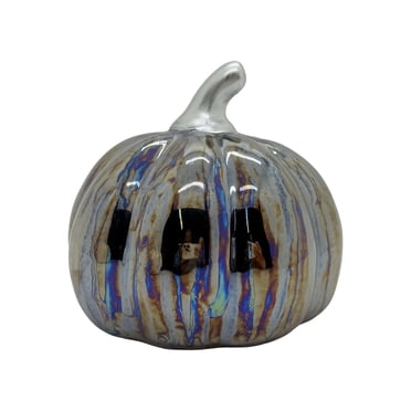 Way to Celebrate Black Ceramic pumpkin Decor, 4 inch height