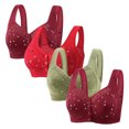 thumbnail image 1 of Plebaso 4 Pack Bras for Women Front Closure Everyday Bralettes Wireless Full Coverage Ladies Push up Bras, 1 of 3