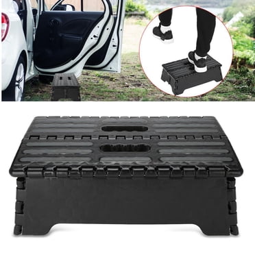 Qiilu Portable Folding Step Stool Black Step Ladder for Elderly Pregnant Bathroom Travel Use, Step Stool, Black Step Stool