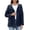 Navy, variant on WRKEKC Designer Style Faux Fur Coat for Women, Solid Color Long Sleeve Notch Collar Jacket with Thermal Insulation and Oversized Pockets, Winter Luxury Wear Pink M
