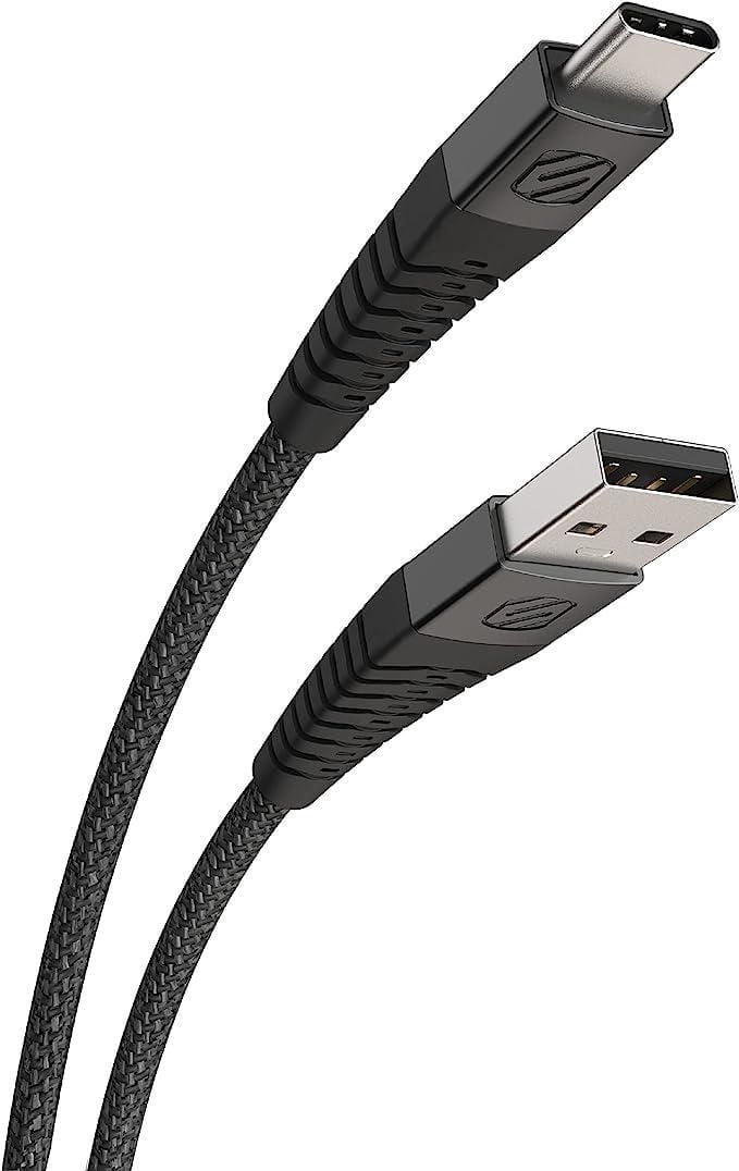 Scosche HDCAB10-SP Strikeline 10-ft. Heavy-Duty USB to USB-C Charge & Sync Braided Cable Black