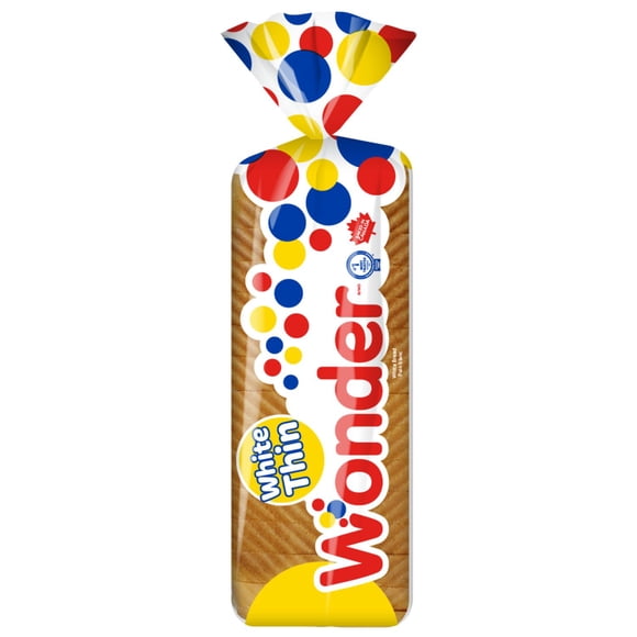 Wonder White Thin Sandwich Bread, No Artificial Flavours or Colours, Baked in Canada, 675 g