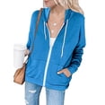 thumbnail image 2 of Womens Hoodie Full Zip Long Sleeve Lightweight Sweatshirts Pockets Jacket Coat, 2 of 5