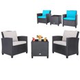 thumbnail image 2 of Costway 3PCS Patio Wicker Furniture Set with Beige &Turquoise Cushion Covers Balcony, 2 of 9
