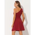 thumbnail image 4 of INSPIRE CHIC Robe pour Femme Nœud une Épaule Sans Bretelles Ligne A Évasée Robe de Soirée avec Poches G Rouge, 4 of 5