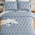 thumbnail image 4 of Hitime Luxury Printed Quilt Set Queen Size, Lightweight Comforter Set, Oversized Bedspread Coverlet Quilted Bedding Set, with 2 Matching Pillowcases, for All Season, 4 of 8
