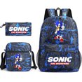 thumbnail image 1 of AFeng Gifts Cartoon Sonic Schoolbag Three-piece Set Sonic The Hedgehog Backpack Large Capacity Student Outdoor Computer Canvas Bag, 1 of 5
