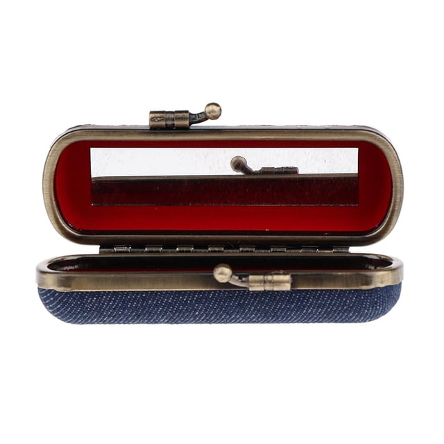 Lipstick Case with Mirror - Holder Makeup Case Jewelry Box - Clip Dark Blue
