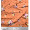 thumbnail image 1 of Soimoi Orange polyester Crepe Fabric Leaves,Small Circle & Floral Printed Fabric 1 Yard 52 Inch Wide, 1 of 3