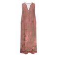 thumbnail image 3 of Ovzne Robes d'Été pour Femmes Robe d'Été pour Femmes Robe d'Été Décontractée pour Femmes Dégradé Sans Manches Col en V Longue Robe Robe Grande Taille Liquidation, 3 of 4